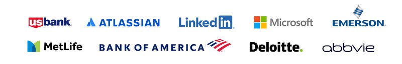 usbank, Atlassian, LinkedIn, Microsoft, Emerson, MetLife, Bank of America, Deloitte, abbvie